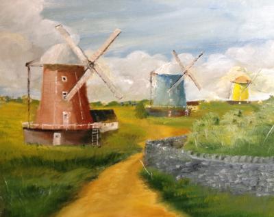 Landscape - Windmills - Oils