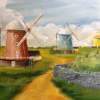 Windmills - Oils Paintings - By Lanny Roff, Impressionism Painting Artist
