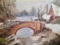 Landscape - Brick Kiln By The Bridge - Oil On Canvasboard