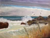 Seascape - Sea, Dune Grass And Gulls - Oils