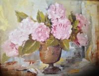 Hydrangea - Oil On Canvasboard Paintings - By Lanny Roff, Impressionism Painting Artist