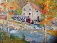 Mill In Autumn - Oils Paintings - By Lanny Roff, Impressionism Painting Artist