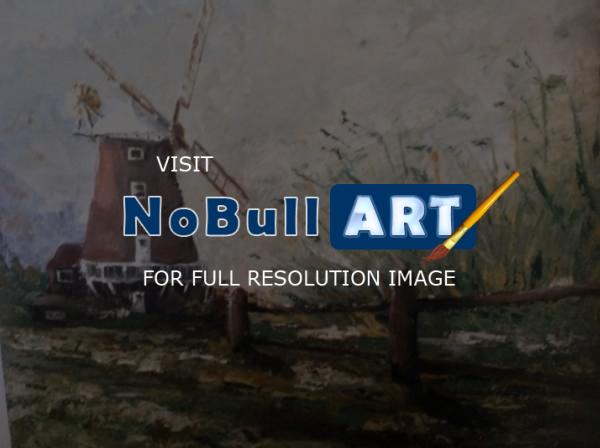 Landscape - Old Windmill - Oil On Canvasboard