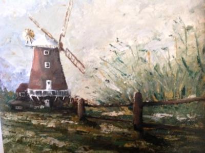 Landscape - Old Windmill - Oil On Canvasboard