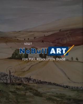 Landscape - Farm Down The Hill - Oil On Canvasboard