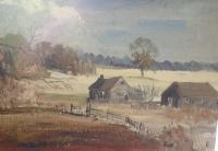 Sheds After The Harvest - Oil On Canvasboard Paintings - By Lanny Roff, Impressionism Painting Artist