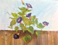 Morning Glories - Acrylics Paintings - By Lanny Roff, Impressionism Painting Artist