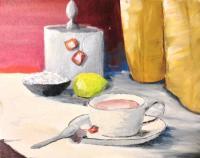 Tea Time - Acrylics Paintings - By Lanny Roff, Impressionism Painting Artist