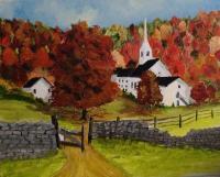 New England Autumn - Acrylics Paintings - By Lanny Roff, Impressionism Painting Artist