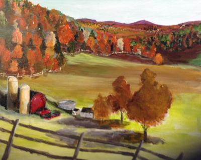 Landscape - Morning Farm - Acrylics