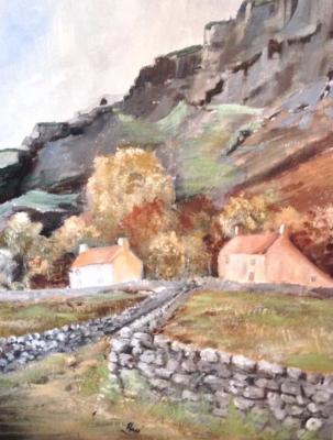 Landscape - Farm Under The Cliff - Oils