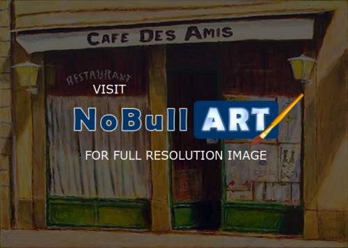 Cityscape - Cafe Des Amis II - Acrylic On Canvas