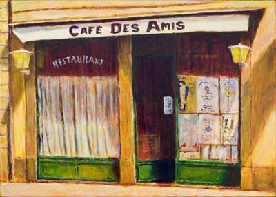 Cityscape - Cafe Des Amis II - Acrylic On Canvas