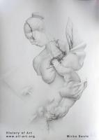 Stillness-Child Was Born - Paper Pencil Drawings - By Mirko Sevic, Surrealism Drawing Artist