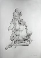 Stillnes-Mother And Children - Paper Pencil Drawings - By Mirko Sevic, Surrealism Drawing Artist