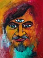 M A Numminen With A Third Eye - Acryl Paintings - By Vesa Peltonen, Psychedelic Painting Artist