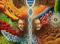 James Watson  Francis Crick - Acryl Paintings - By Vesa Peltonen, Psychedelic Painting Artist