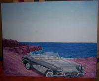 Corvette - Oil Paint On Canvas Paintings - By Perry Holmes, Impresionism Painting Artist