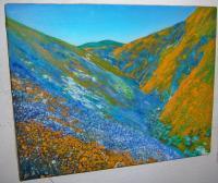 Landscape - Flower Hills In California - Oil Paint On Canvas