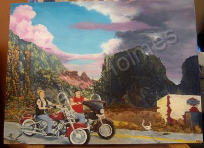 Fantasy - Biker Couple - Oil Paint On Canvas