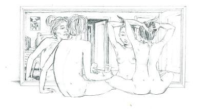 Drawing - The Magic Mirror - Pencil