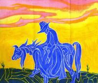 Paintings - Blue Cowboy - Acrylic Paint