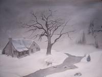 A Snowy Day - Pencil  Paper Drawings - By Billy Clark, Snowy Drawing Artist