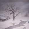 A Snowy Day - Pencil  Paper Drawings - By Billy Clark, Snowy Drawing Artist