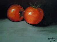 Un Par De Tomates  Sold - Oil On Streched Canvas Paintings - By Manuel Sanchez, Impresionism Painting Artist