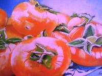 Persimmons - Oil On Streched Canvas Paintings - By Manuel Sanchez, Impresionism Painting Artist