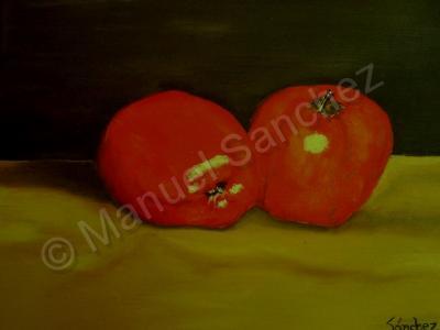 Still Life - Adam  Eve Apples - Oil On Streched Canvas