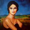 A Lady - Oil On Streched Canvas Paintings - By Manuel Sanchez, Impresionism Painting Artist