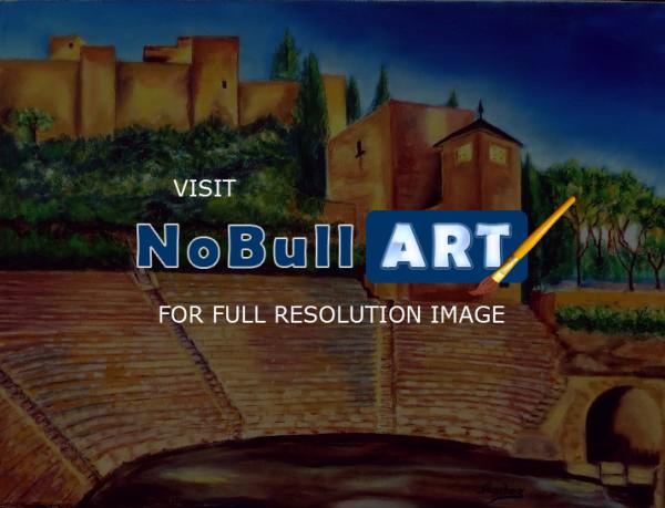 Landscape - Alcazaba  Roman Theatre - Oil On Streched Canvas