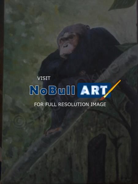 Oil On Canvas - Chimpanzee - Oil