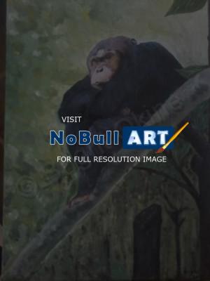 Oil On Canvas - Chimpanzee - Oil