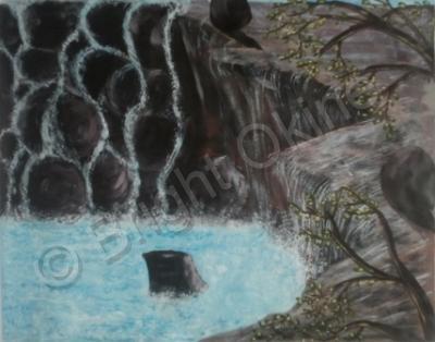 Acrylic On Paper - Waterfall 1 - Acrylic