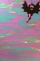 Batman In The Pink - Acrylic Paintings - By Eric Rittenhouse, Pre Post Modern Japanese Pop Painting Artist