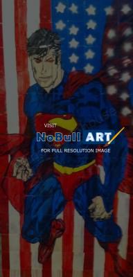 Baseball Card Art - Superman And Freedom - Acrylic