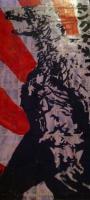 Godzilla - Acrylic Paintings - By Eric Rittenhouse, Baseball Card Upcycle Painting Artist