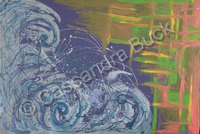 Abstract - Water Meets Earth - Acrylic On Masonite