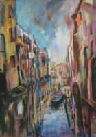 The Last Venice - Mixed Technique Paintings - By Maia Oprea, Expressionist Painting Artist