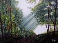 Path Through The Woods - Acrylics On Wood Paintings - By Judy Kirouac, Realism Painting Artist