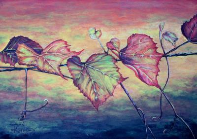 Nature - Grape Vines In Autumn - Acrylic On Canvas