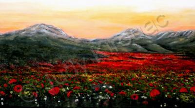 Nature - River Of Poppies - Acrylic On Canvas