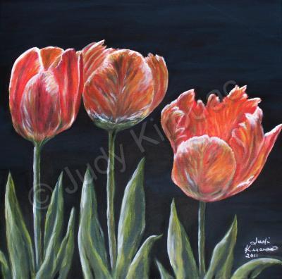 Nature - Red Tulips - Acrylic On Canvas