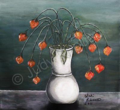 Still Life - Crazy Red Flowers - Acrylic On Canvas