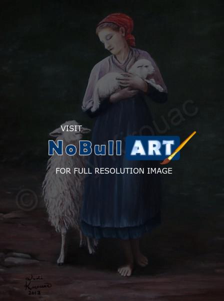 People - Barefoot Shepherdess - Acrylic On Canvas