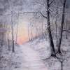 Winter Path At Sunset - Acrylic On Canvas Paintings - By Judy Kirouac, Realism Painting Artist