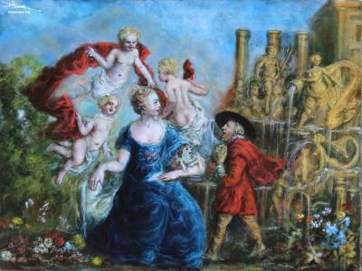 Paintings - Courtly Couple - Oil Paint