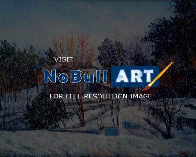 Galleryabidkhan - Snowscape - Oil On Canvas